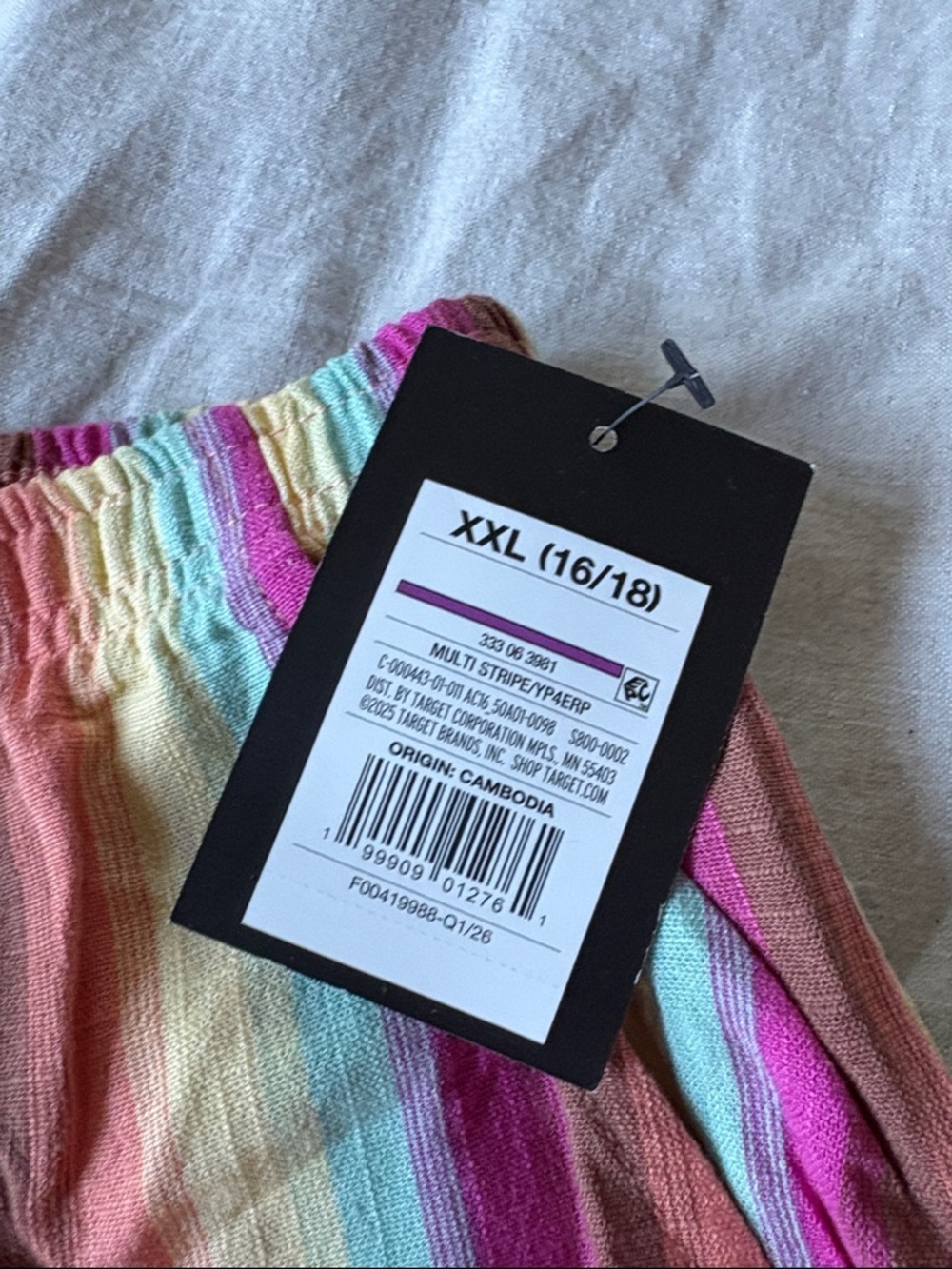 Target Bright Multicolor Stripe linen-like Pull-On Pants - Picture 3 of 4